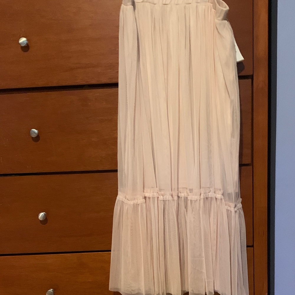 Forever 21 Pink/Cream Midi Skirt